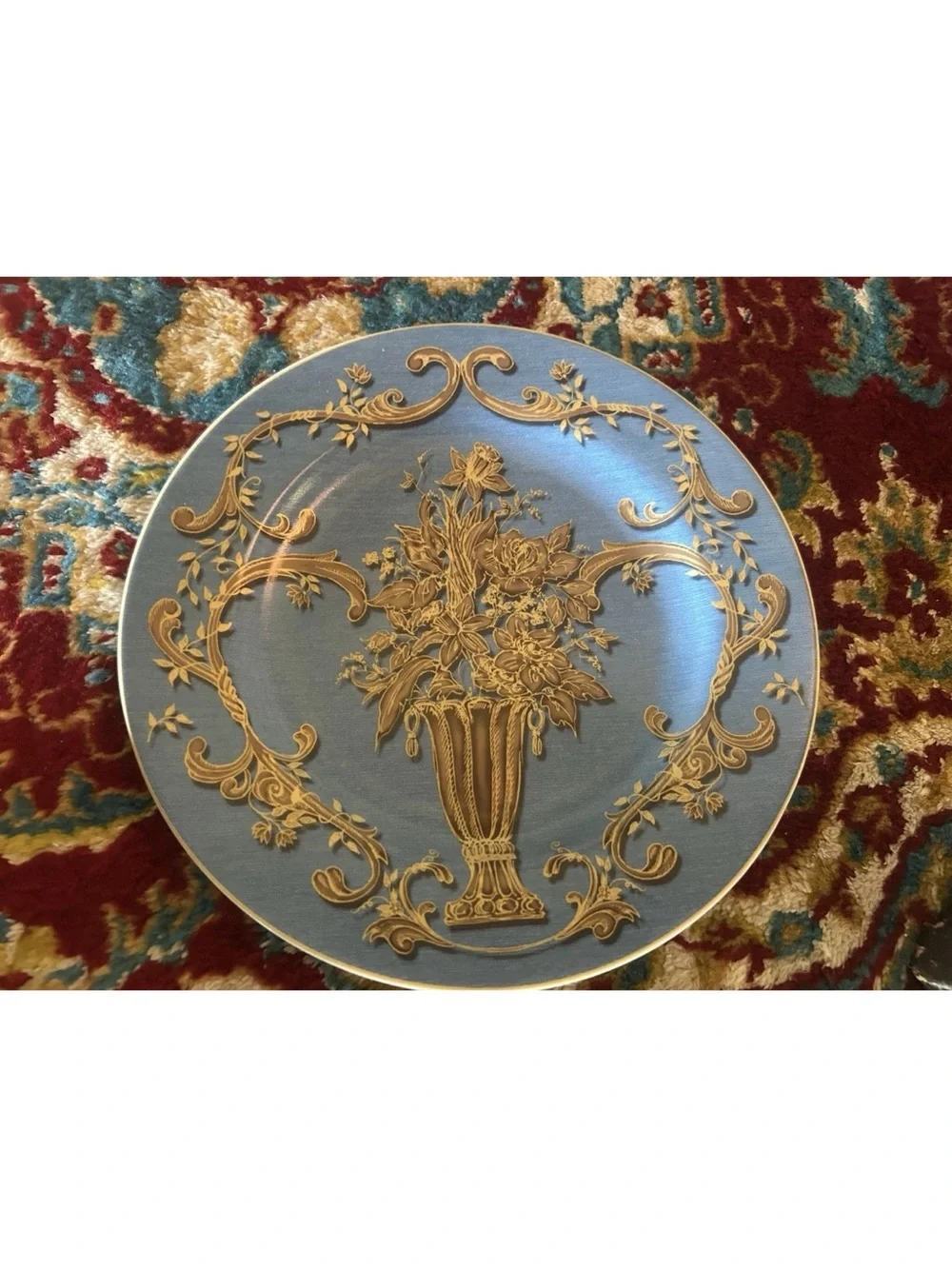 4 American Atelier At Home Blue Jardiniere  Dessert Plates 5240 In Box